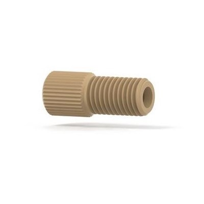 Upchurch Scientific Flangeless Nut for 1/8 inch OD Tubing, 5/16-24 Flat-Bottom, Standard Knurl, PEEK, Natural, Single - P-130 - Click Image to Close